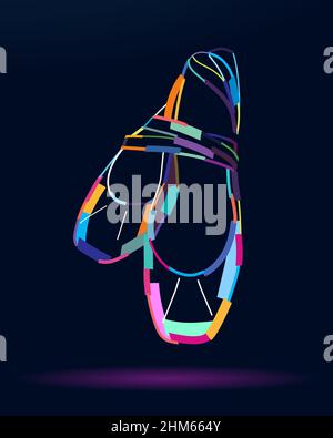 Abstrakte Ballettschuhe, spitzenschuhe mit Band aus bunten Farben. Farbige Zeichnung. Vektordarstellung von Farben Stock Vektor