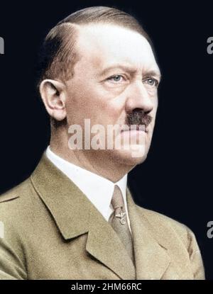 Adolf Hitler-Porträt, koloriert, 20,4.1937. Stockfoto