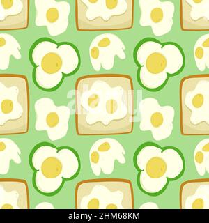 Spiegelei nahtloses Vektormuster. Modisches Retro-Muster mit Rührei Stock Vektor
