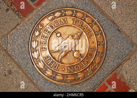 Ein Schild auf Bostons Freedom Trail Stockfoto