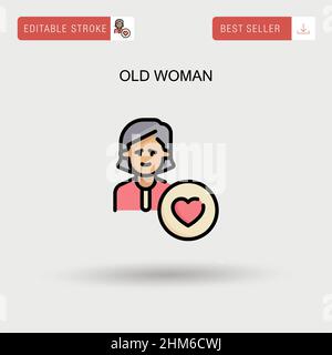 Alte Frau einfaches Vektor-Symbol. Stock Vektor