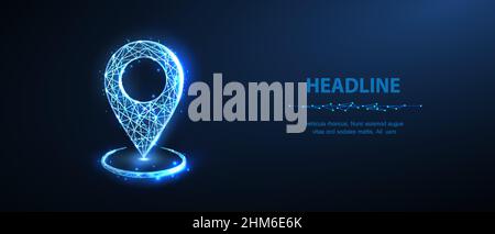 PIN auf Kreis. Abstrahieren Sie ein Pin-Symbol mit isoliert auf blau. Stock Vektor