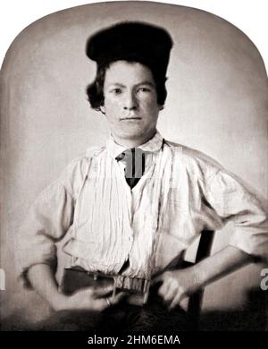 Der amerikanische Schriftsteller Mark Twain (richtiger Name Samuel Clemens), Autor von Tom Sawyer und Huckleberry Finn. Foto von 1850, als der Autor 15 war. Stockfoto