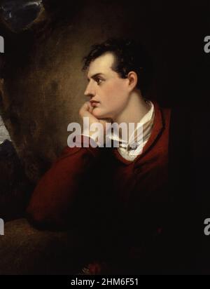 Ein Porträt des englischen Dichters Lord Byron (voller Name George Gordon Byron, 6th Baron Byron) aus dem Jahr 1813, als er 25 Jahre alt war.Porträt von Richard Westall Stockfoto