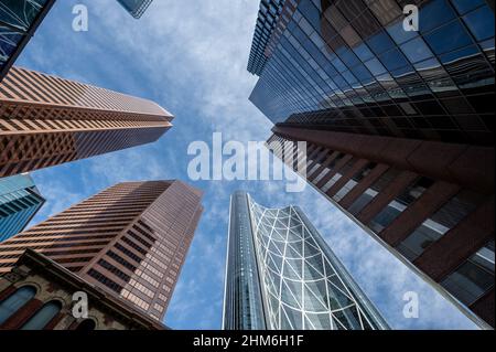 Blick auf Wolkenkratzer in der Stadt Calgary. Stockfoto