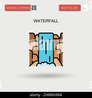 Einfaches Vektorsymbol „Wasserfall“. Stock Vektor