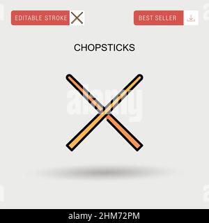 Einfaches Vektorsymbol für Essstäbchen. Stock Vektor