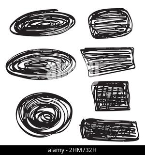 Set von handgezeichneten Scribble Kreise und verschiedene Formen, Vektor-Logo Design-Elemente Stock Vektor