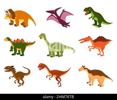 Eine Reihe von niedlichen Cartoon-Dinosaurier. vektor isoliert auf einem weißen Hintergrund. Stock Vektor