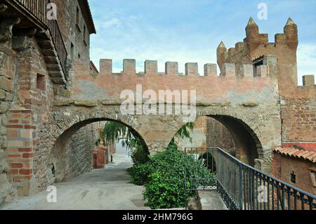 Portal und Befestigungsanlagen von l'Aranyo in der Region La Segarra Provinz Lérida, Katalonien, Spanien Stockfoto