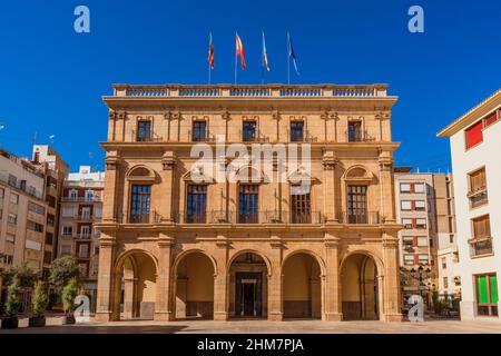 Rathaus von Castelló de la Plana. Barockes Gebäude aus dem 17th. Bis 18th. Jahrhundert Stockfoto