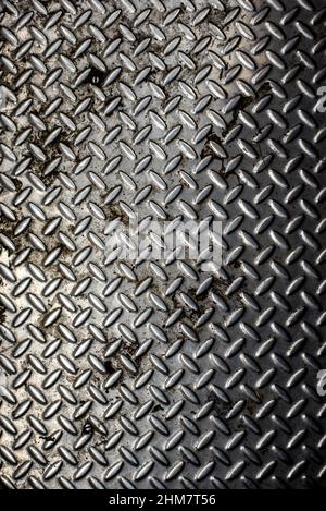 Verwitterter Eisen/Graustahl als Hintergrund. Stockfoto