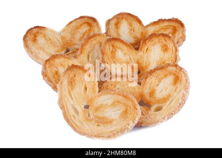 Nahaufnahme von französischen palmiers auf weißem Hintergrund Stockfoto