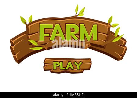 Vector Holzfarm Logo für ui-Spiel. Stock Vektor