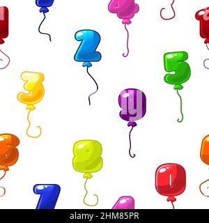 Nahtlose Textur Muster von hellen Ballons Zahlen. Stock Vektor