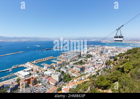 Gibraltar Seilbahn Hafen Mittelmeer Reise Stadt Übersicht Reisen Stockfoto