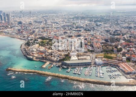 Tel Aviv Jaffa Yafo Altstadt Überblick Stadt Israel Luftaufnahme Foto Meer Fotografie Stockfoto