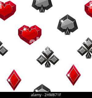 Vektor nahtloses Muster von kostbaren Kartenanzügen. Stock Vektor
