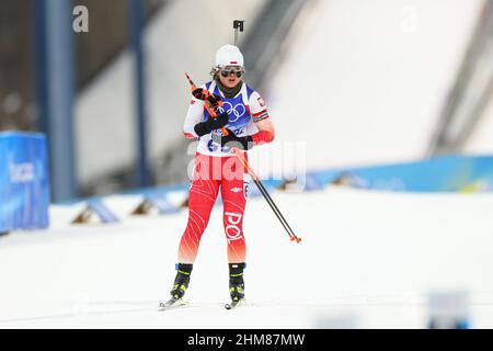 Zhangjiakou, Hebei, China. 7th. Februar 2022. Anna Maka (POL) Biathlon: Frauen 15km individuelle während der Olympischen Winterspiele 2022 in Peking im National Biathlon Center in Zhangjiakou, Hebei, China . Kredit: YUTAKA/AFLO SPORT/Alamy Live Nachrichten Stockfoto