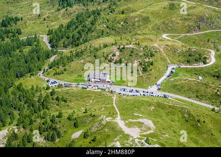 Luftaufnahme auf Valles Pass. Stockfoto