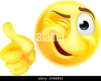 Zwinkernde Daumen Verziehen Frech Emoticon Cartoon Face Stock Vektor