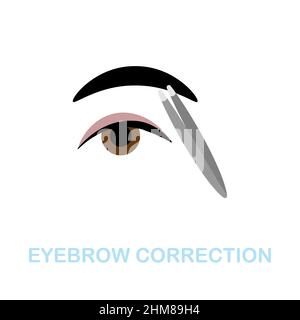 Symbol für flache Augenbrauenkorrektur. Farbiger Elementschild aus der Kollektion Cosmetology. Flat Eyebrow Korrektur Icon Zeichen für Web-Design, Infografiken und Stock Vektor