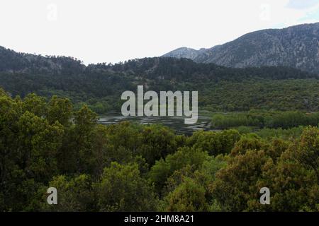 Blick auf Kovada See und grüne Wälder im Hintergrund, türkei, See Stockfoto