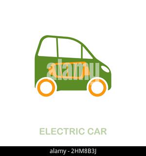 Flaches Symbol für Elektroautos. Farbiger Elementschild aus der Clean Energy Collection. Flat Electric Car Icon-Zeichen für Web-Design, Infografiken und mehr. Stock Vektor