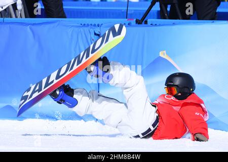 Zhangjiakou, Hebei, China. 7th. Februar 2022. Kaito Hamada (JPN) Snowboarden: Herren-Slopestyle-Finale während der Olympischen Winterspiele 2022 in Peking im Genting Snow Park in Zhangjiakou, Hebei, China. Kredit: YUTAKA/AFLO SPORT/Alamy Live Nachrichten Stockfoto