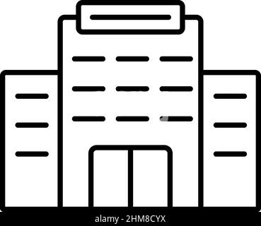 Symbol für die Linie des Hotelgebäudes auf weißem Hintergrund, Vektorgrafik Stock Vektor