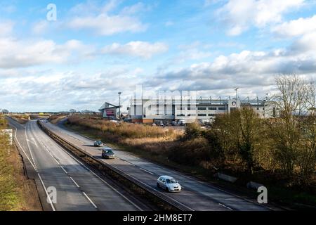 Allgemeine Ansicht des Jobserve Community Stadions, Heimat von Colchester United - Colchester United / Swindon Town, Sky Bet League Two, JobServe Community Stadium, Colchester, Großbritannien - 29th. Januar 2022 nur zur redaktionellen Verwendung - es gelten die Einschränkungen von DataCo Stockfoto