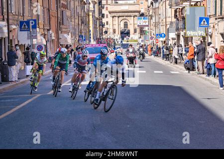 Corso Cairoli Kurs, Passage des Tirreno Adriatica Radrennens 2021, Macerata, Marken, Italien, Europa Stockfoto