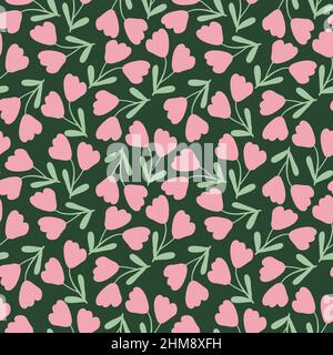 Aquarell Blumenmuster, Nahtloses florales Hintergrund, Wiederholen Sommer Tapete, handbemaltes botanisches Textil-Design, ländliche Muster-Design Stockfoto