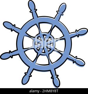 Schiffsradsymbol auf weißem Hintergrund isoliert, Rudervektor-Illustration Stock Vektor