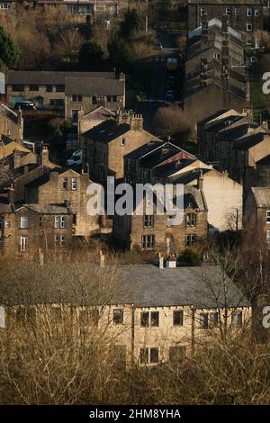 Haworth, Großbritannien: Howarth, West Yorkshire, zieht wegen seiner Verbindungen zu den Bronte Sisters Touristen aus der ganzen Welt an. Stockfoto