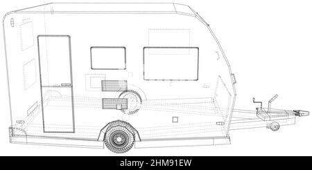 Wohnmobil-Anhänger. Van Caravan Vektorgrafik isoliert auf weißem Hintergrund Stock Vektor