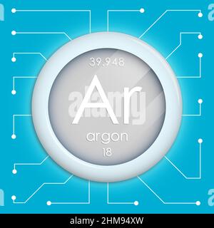 Realistische Taste mit ARGON-Symbol. Chemisches Element ist ARGON. Vektor auf weißem Hintergrund isoliert Stock Vektor