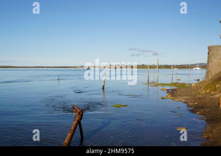 Winteransicht der Mündung bei Ravensglass an der Küste von Cumbria Stockfoto