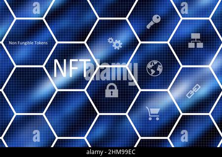 NFT- oder nicht fungible Tokens-Konzeptdarstellung Stockfoto