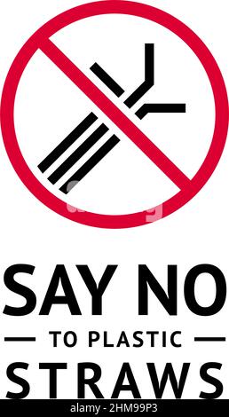 Kein Plastik verbotenes Plakat, moderner Aufkleber Stock Vektor
