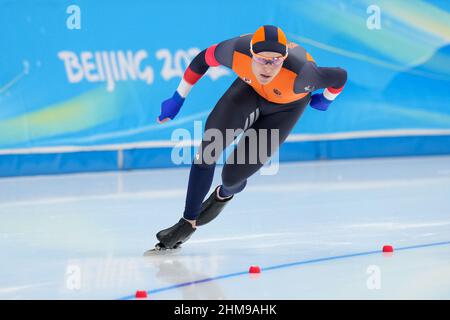 Peking, China. 08th. Februar 2022. PEKING, CHINA - 8. FEBRUAR: Marcel Bosker aus den Niederlanden, der während der Olympischen Spiele 2022 in Peking beim Nationalen Speedskating-Oval am 8. Februar 2022 in Peking, China, an den Men's 1500m teilnimmt (Foto von Douwe Bijlsma/Orange Picics) NOCNSF Credit: Orange Pics BV/Alamy Live News Stockfoto