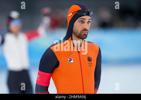 Peking, China. 08th. Februar 2022. PEKING, CHINA - 8. FEBRUAR: Kjeld Nuis aus den Niederlanden tritt während der Olympischen Spiele 2022 in Peking beim National Speedskating Oval am 8. Februar 2022 in Peking, China, bei den Men's 1500m an (Foto von Douwe Bijlsma/Orange Picles) NOCNSF Credit: Orange Pics BV/Alamy Live News Stockfoto