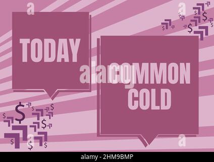 Handschrift Text Common Cold. Geschäftsidee Virusinfektion in den oberen Atemwegen betrifft hauptsächlich die Nase zwei bunte überlappende Sprechblase Stockfoto