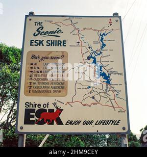 Schild Shire of Esk, Queensland, Australien. Stockfoto