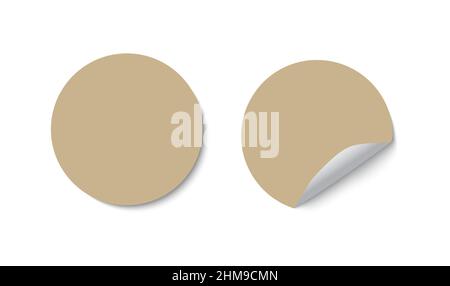Papier runde Aufkleber mit Peeling Ecke realistische Vektor-Illustration Stock Vektor