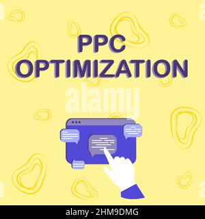 Konzeptionelle Überschrift PPC-Optimierung. Konzept Bedeutung Verbesserung der Suchmaschinen-Plattform für Pay per Click Hand Zeigen Graph Wachstum Zeigen Web Stockfoto