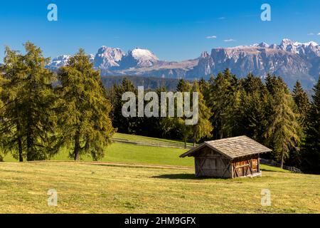 Blick vom Moeltner Joch, Giogo di Mölten, zur Seiser Alm, Seiser Alm, Südtirol Stockfoto