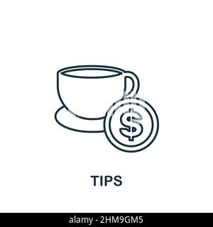 Symbol „Tipps“. Linienelement aus der Restaurantsammlung. Lineare Tipps Symbol Zeichen für Web-Design, Infografiken und mehr. Stock Vektor