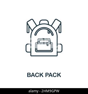 Symbol „Back Pack“. Linienelement aus der Schulbildungssammlung. Lineares Back Pack Icon-Zeichen für Webdesign, Infografiken und mehr. Stock Vektor