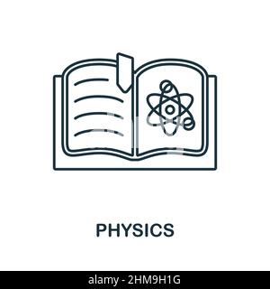 Physiksymbol. Linienelement aus der Schulbildungssammlung. Lineare Physik Icon-Zeichen für Web-Design, Infografiken und mehr. Stock Vektor